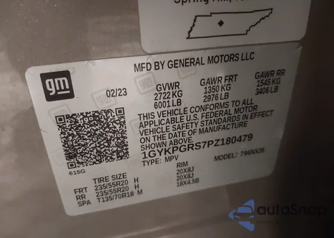 2023 Cadillac Xt6 Awd Sport z USA, uszkodzony, nr VIN 1GYKPGRS7PZ180479